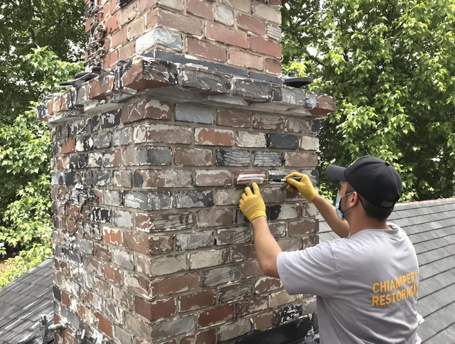 In-progress chimney restoration by Pomona Chimney Sweep in Pomona, CA