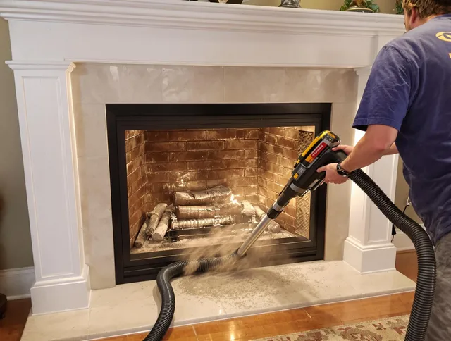 Fireplace cleaning performed by Pomona Chimney Sweep in Pomona, CA